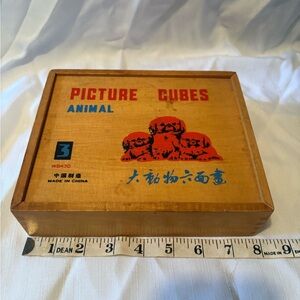Vintage Animal Picture Cubes Wooden Set